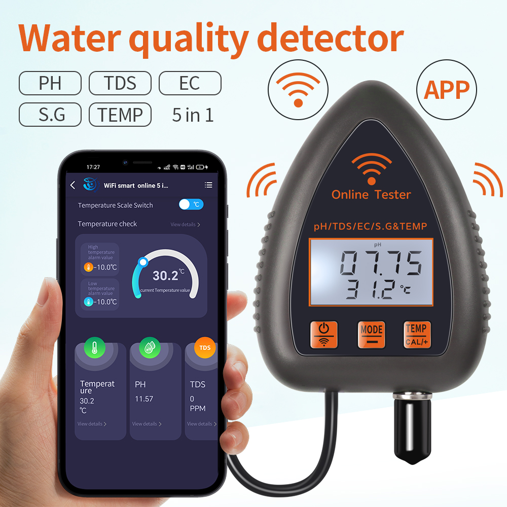 Tuya WiFi 5 in 1 TDS/EC/SALT/S - đánh giá và giá Ec Meter Digital
