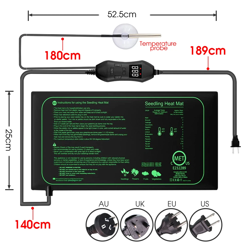 50W EU-US/UK/AU Adjustable The - đánh giá và giá Seedling Heat Pad